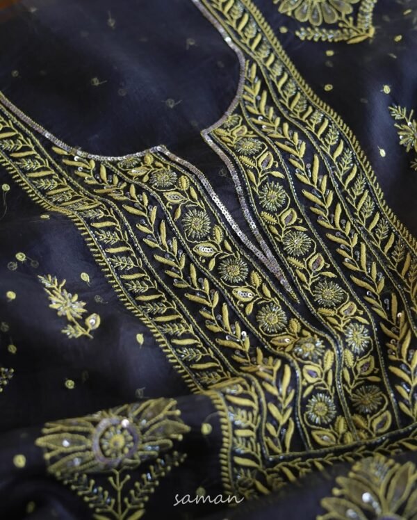 Midnight Blue | Noor Organza Silk Fabrics - Image 4