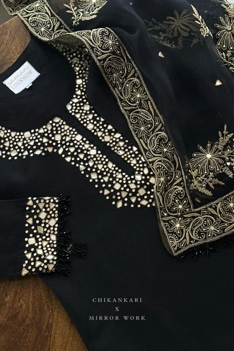 Chikankari X Mirror Work Kurta Set