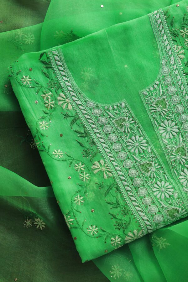 American Green | Noor Organza Silk Fabrics - Image 3