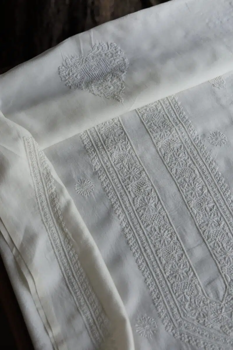 Chanderi Pearl Chikankari Unisex Kurta Fabrics