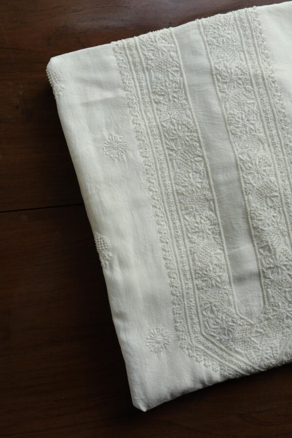 Chanderi Pearl Chikankari Unisex Kurta Fabrics