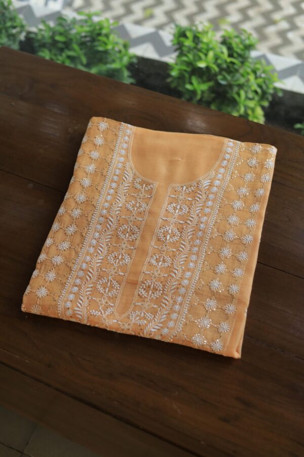 Daraz Chanderi Chikankari Kurta Fabrics - Image 3