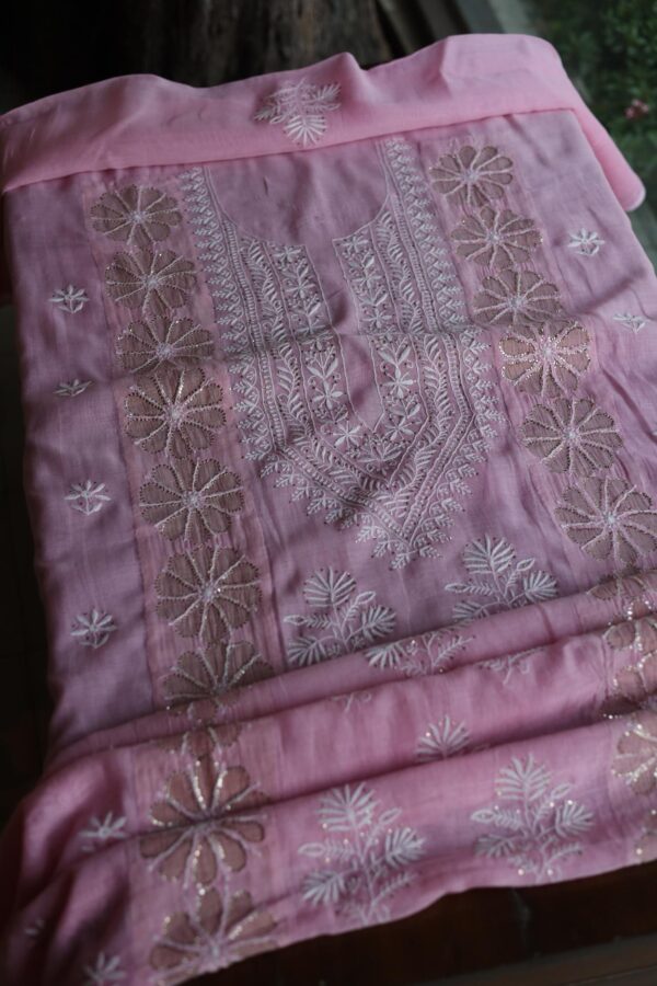 Daraz Chanderi Chikankari Kurta Fabrics - Image 5