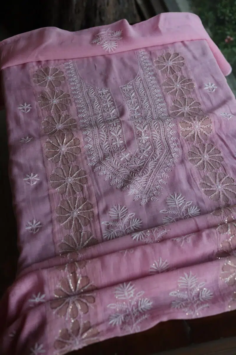 Daraz Chanderi Chikankari Kurta Fabrics