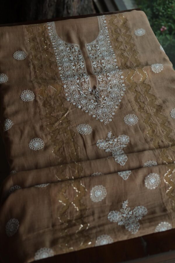 Daraz Chanderi Chikankari Kurta Fabrics - Image 5