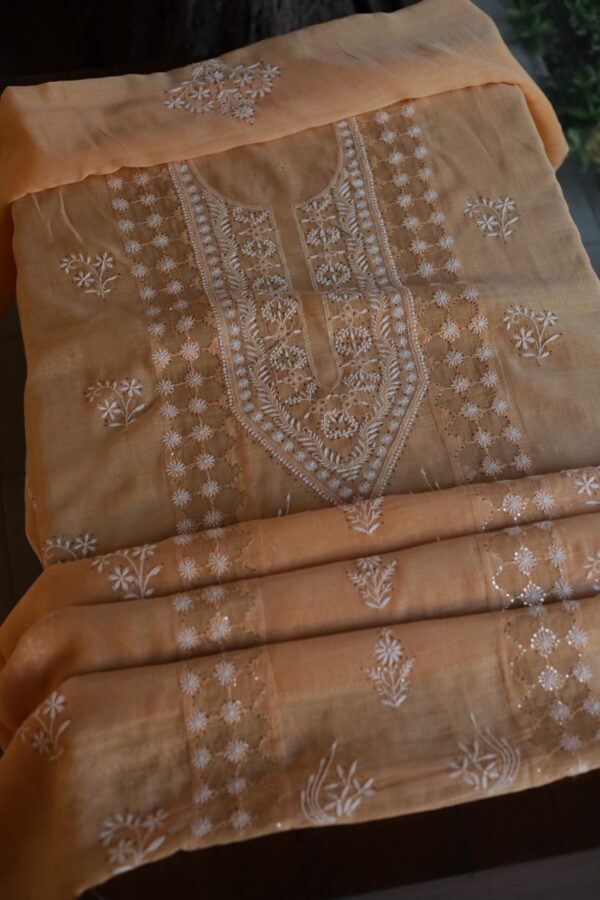 Daraz Chanderi Chikankari Kurta Fabrics - Image 5