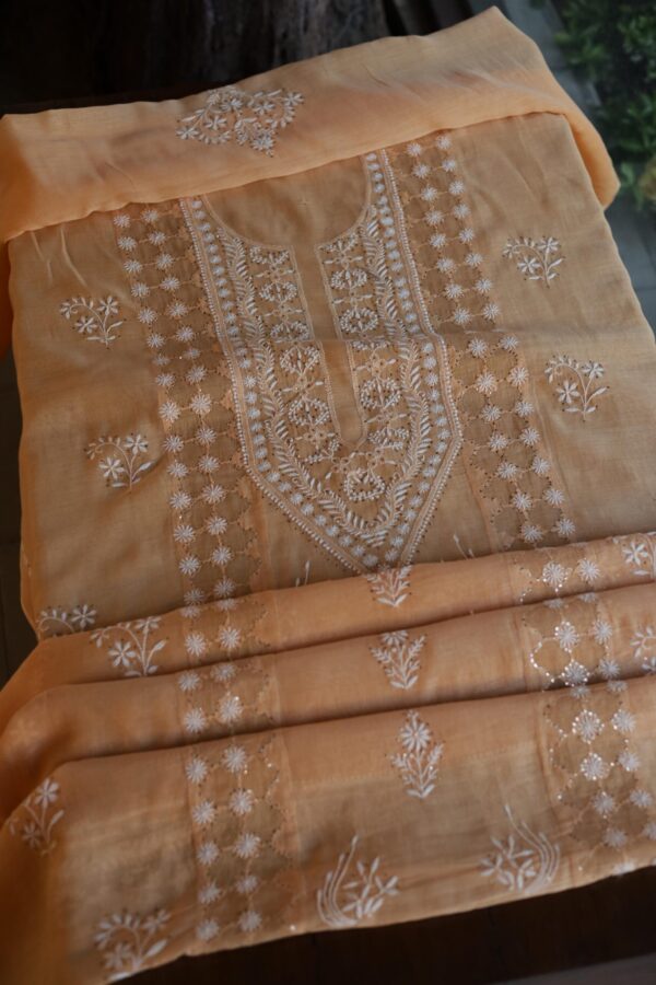 Daraz Chanderi Chikankari Kurta Fabrics - Image 6