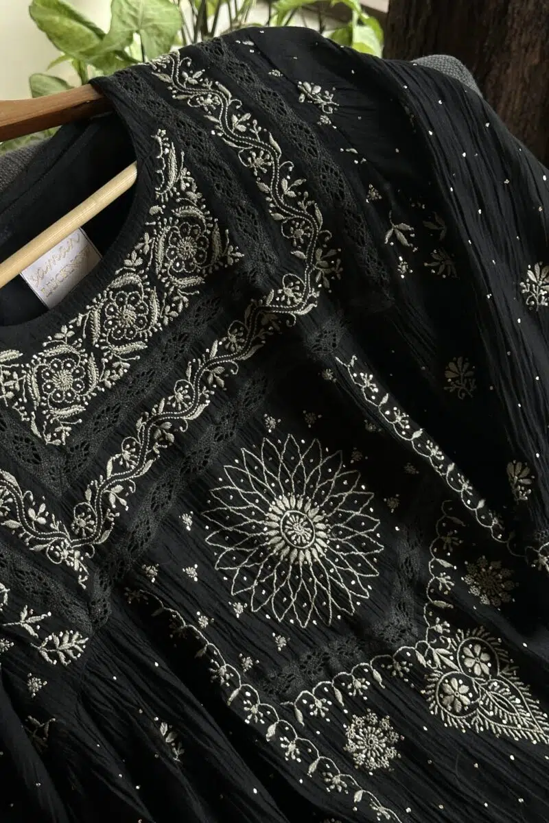 Malmal Chikankari Kamdani Short Kurti