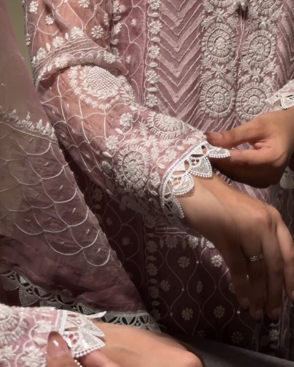 PLUM OMBRÉ | ORGANZA CHIKANKARI ANARKALI - Image 8