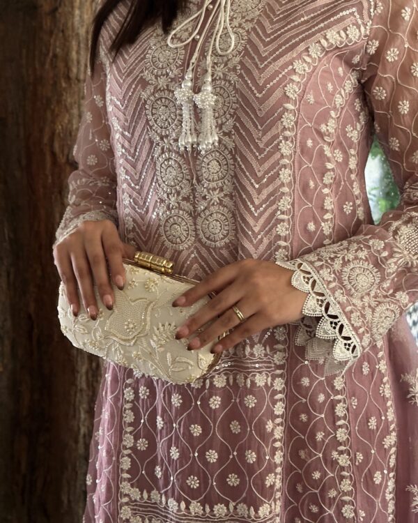 PLUM OMBRÉ | ORGANZA CHIKANKARI ANARKALI - Image 5
