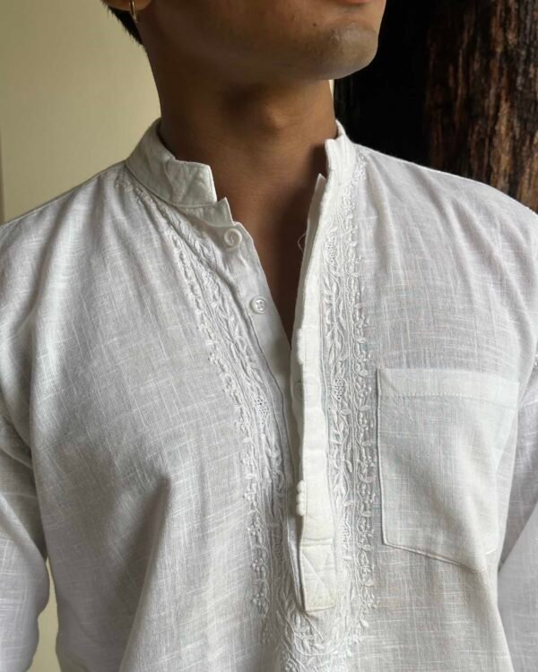 Kota Cotton Chikankari Mens Kurta - M - Image 3