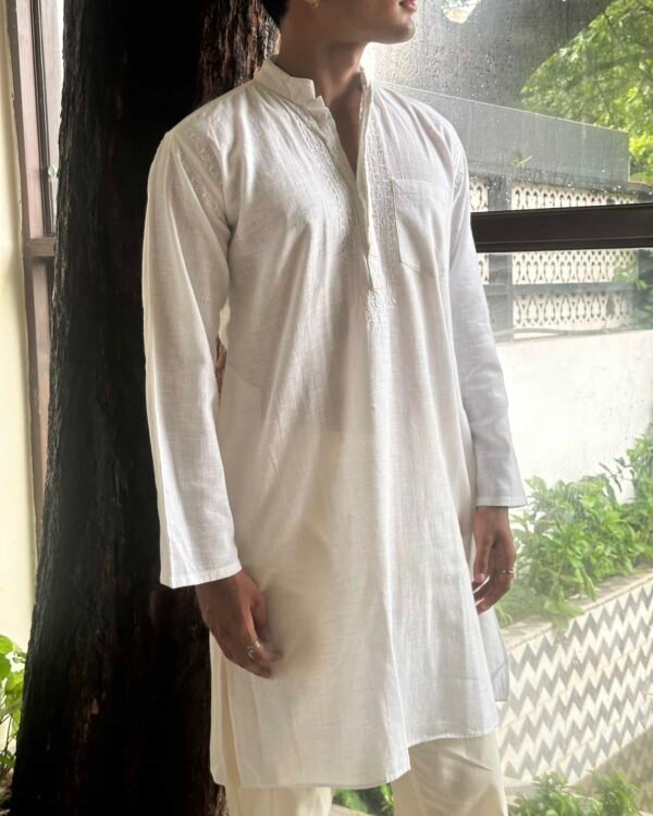 Kota Cotton Chikankari Mens Kurta - M - Image 2