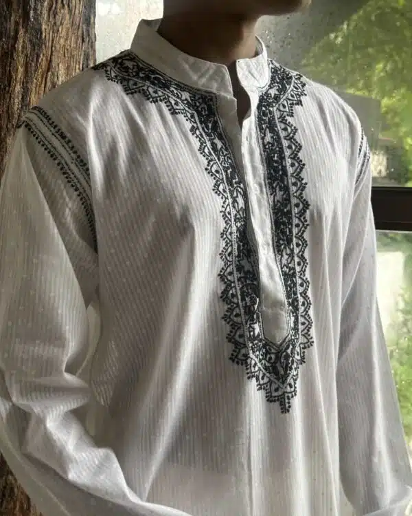Malmal Chikankari Mens Kurtas - L & Xl - Image 2