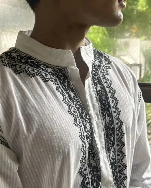 Malmal Chikankari Mens Kurtas - L & Xl - Image 3