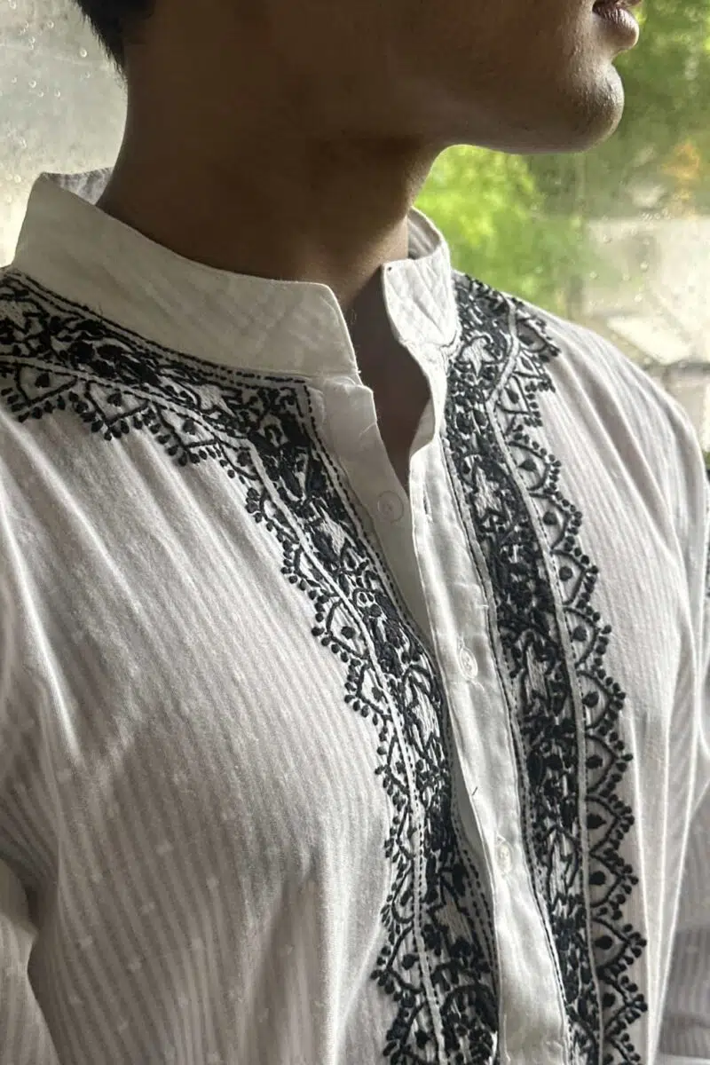 Malmal Chikankari Mens Kurtas - L & Xl
