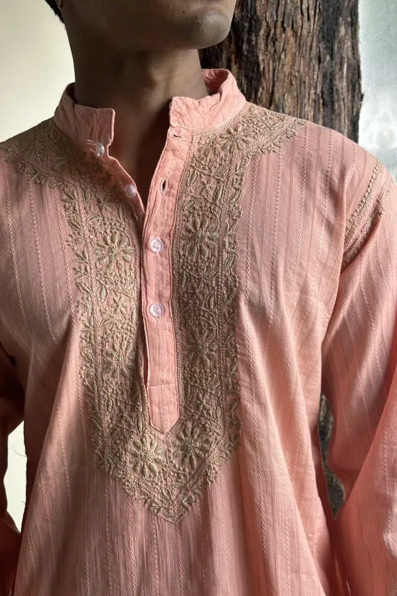 Malmal Chikankari Mens Kurtas
