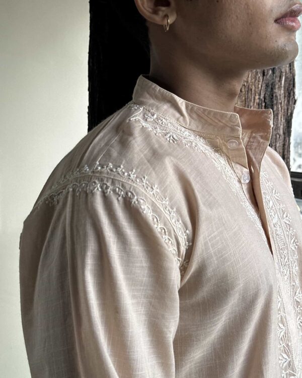 Malmal Chikankari Mens Kurtas - S - Image 3