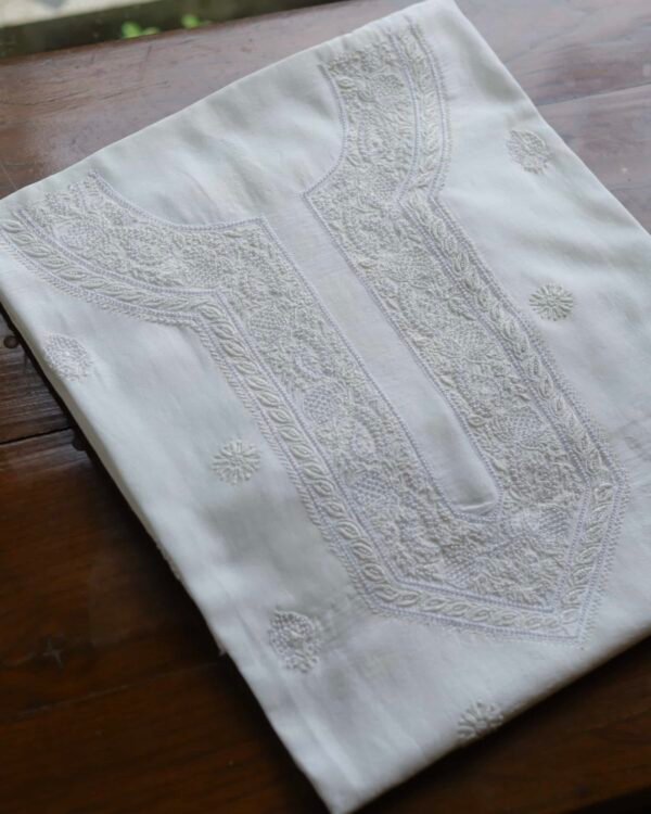 Cotton Pearl Chikankari Unisex Kurta Fabrics - Image 3