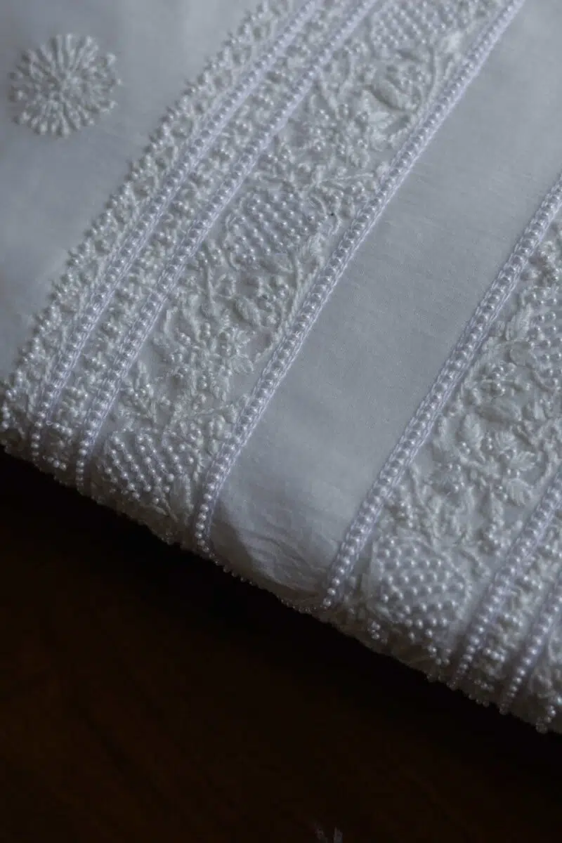 Cotton Pearl Chikankari Unisex Kurta Fabrics