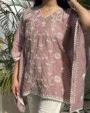 Malmal Chikankari Cropped Kaftans