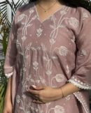 Malmal Chikankari Cropped Kaftans