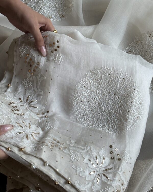 Coral Motif Noor Organza Dupattas - Image 2