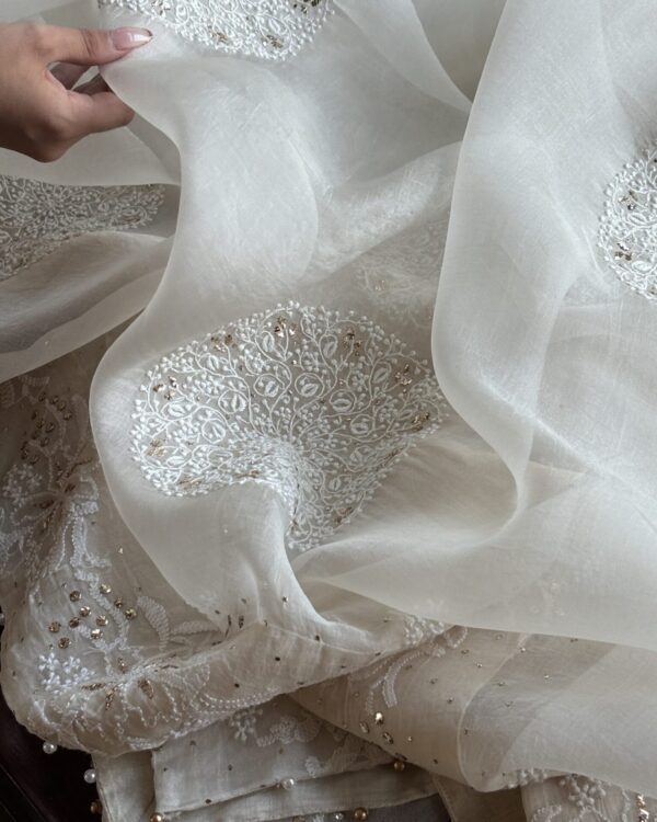 Coral Motif Noor Organza Dupattas - Image 5