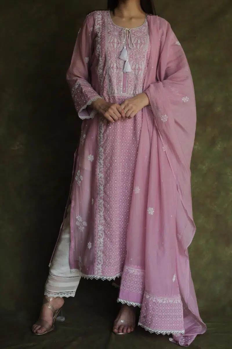 Jacquard Sequins Chikankari Kurta Sets