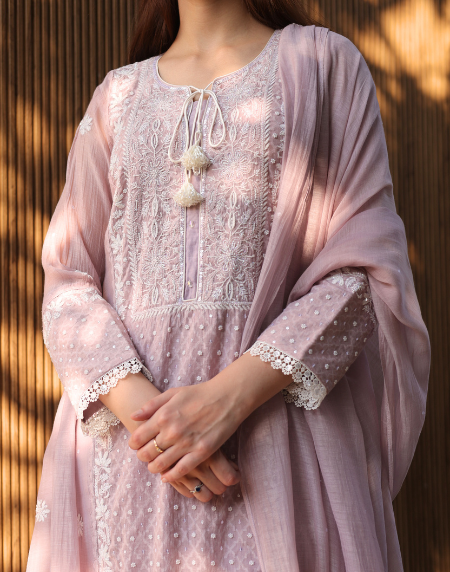 Jacquard Sequins Chikankari Kurta Sets