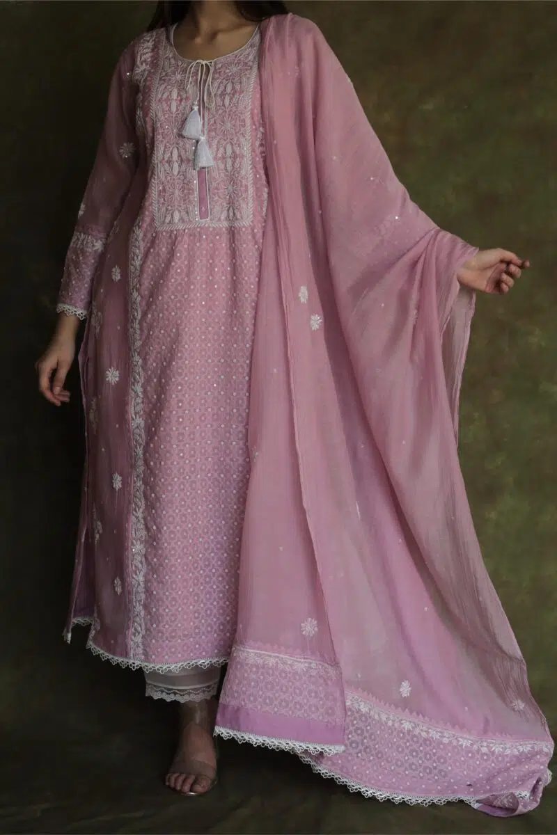 Jacquard Sequins Chikankari Kurta Sets