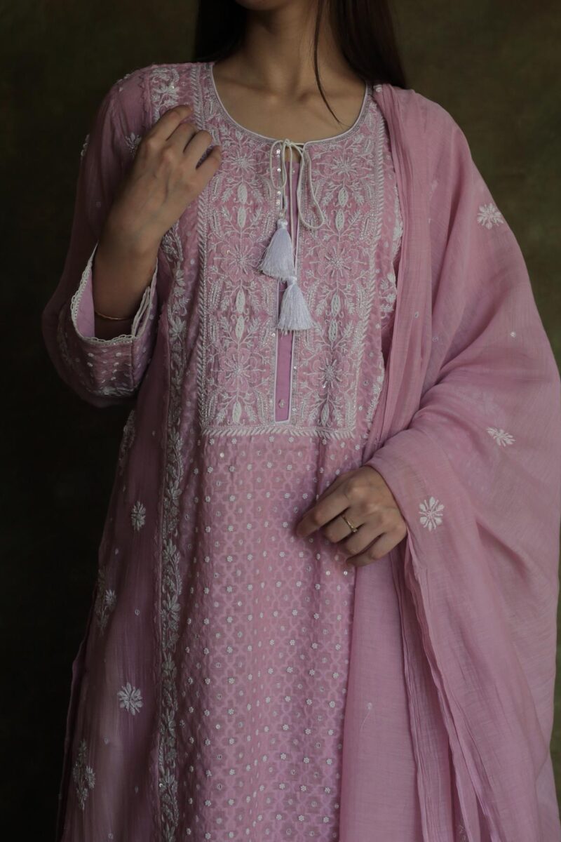 Jacquard Sequins Chikankari Kurta Sets