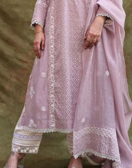 Jacquard Sequins Chikankari Kurta Sets