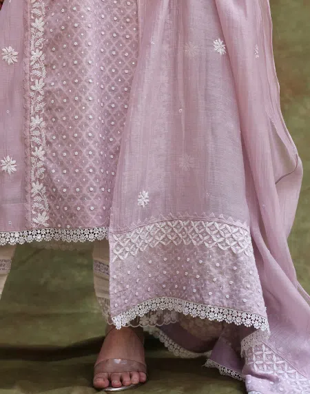 Jacquard Sequins Chikankari Kurta Sets