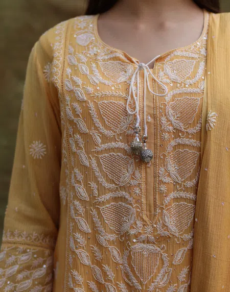 Maheshwari Pearl Work Chikankari