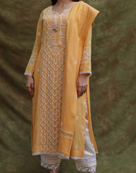 Maheshwari Pearl Work Chikankari