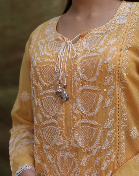 Maheshwari Pearl Work Chikankari
