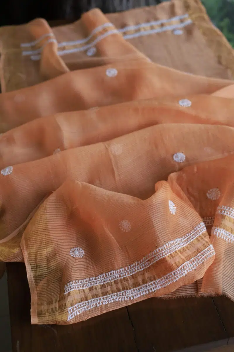 Malmal Cotton Fine Chikankari Kamdani Unstitched Fabrics