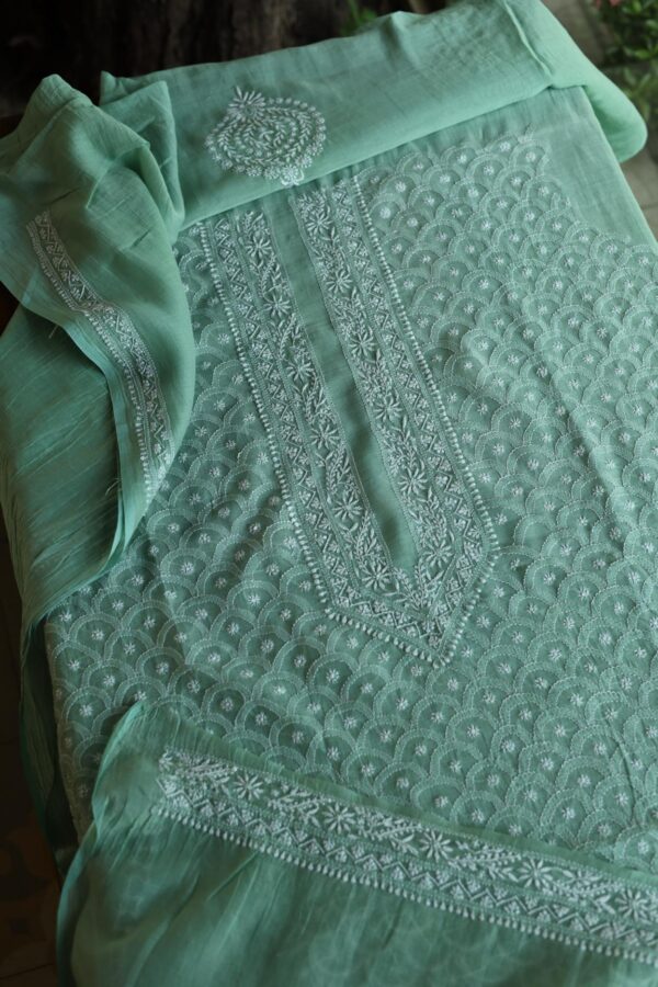 Malmal All Over Chikankari Mens Kurtas Fabrics - Image 2