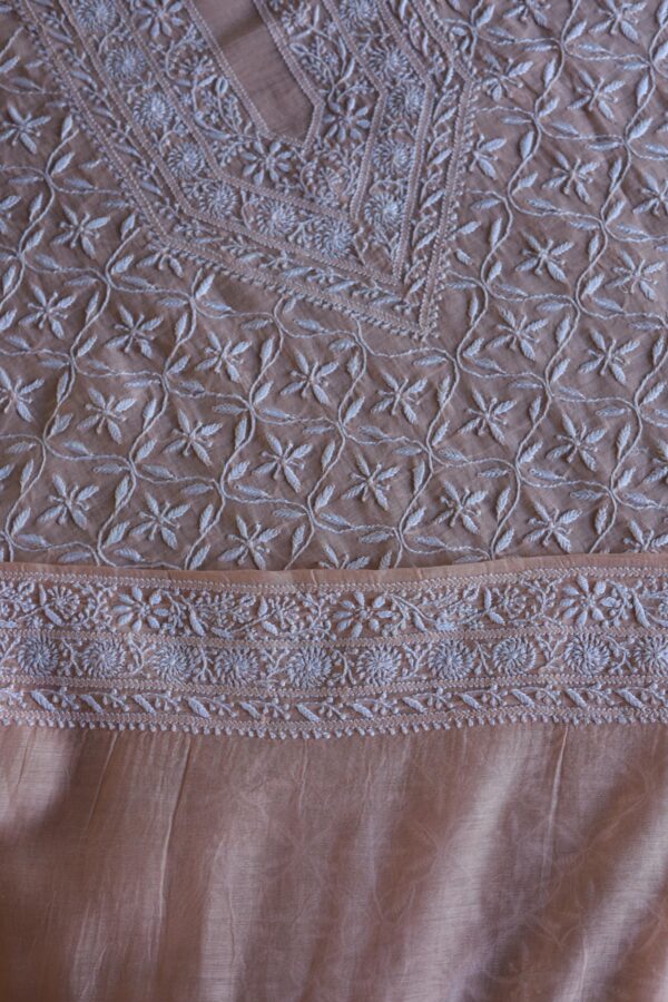 Malmal All Over Chikankari Mens Kurtas Fabrics - Image 5