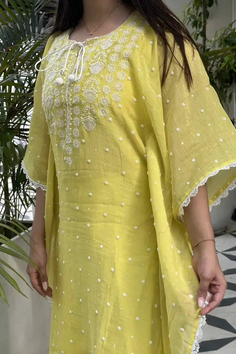Malmal Chikankari Kaftans