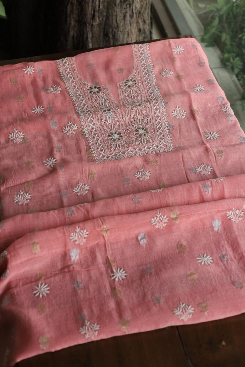 Malmal Zari Booti Chikankari Fabrics