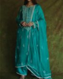 Pine Green | Fine Chikankari Noor Organza Silk Kurta Set