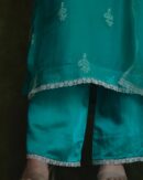 Pine Green | Fine Chikankari Noor Organza Silk Kurta Set