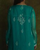 Pine Green | Fine Chikankari Noor Organza Silk Kurta Set