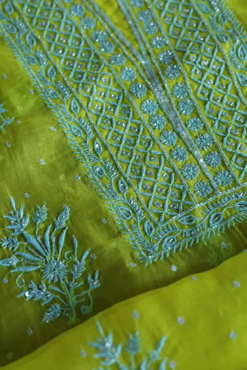 Neon Lime Noor Organza Silk
