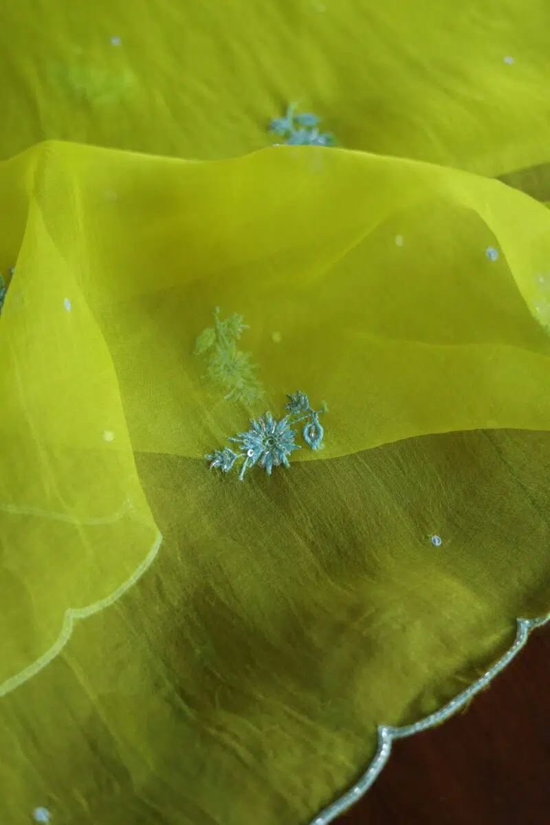 Neon Lime Noor Organza Silk