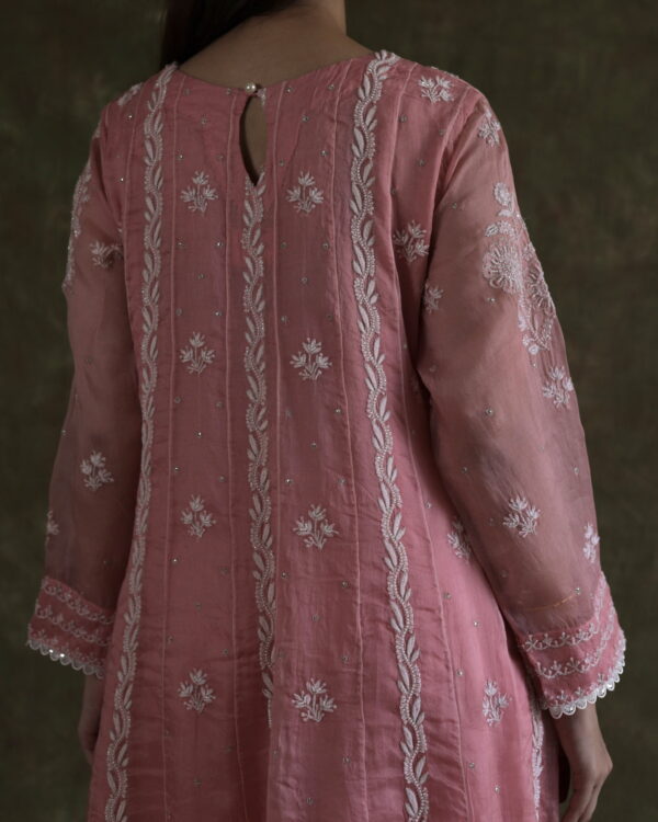 Pink | Organza Chikankari Anarkali - Image 3