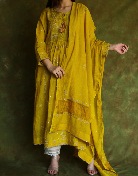 Tissue Silk Chikankari Bhopali