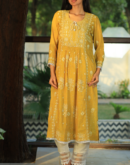 Tissue Silk Chikankari Bhopali Kurta Set