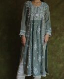 Tissue Silk Chikankari Bhopali Kurta Set